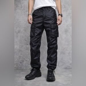 MNML Shiny Nylon Black Cargo Pants Men’s 28 Techwear Utility